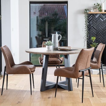 Table à manger ronde bois recyclé D120 cm VITTORIA