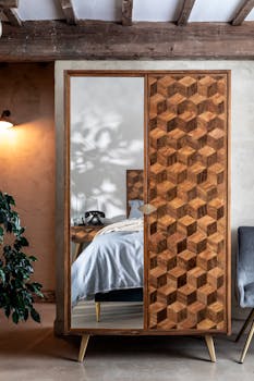 Armoire penderie bois et marqueterie SYRACUSE