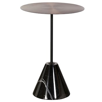 Bout de canapé design marbre noir métal TORANO