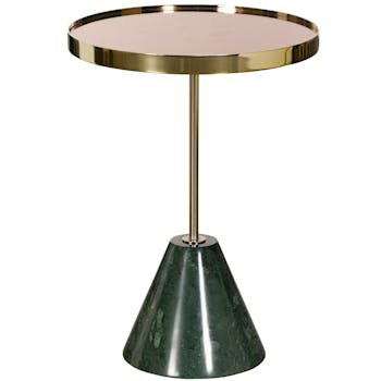 Bout de canapé design marbre vert miroir TORANO