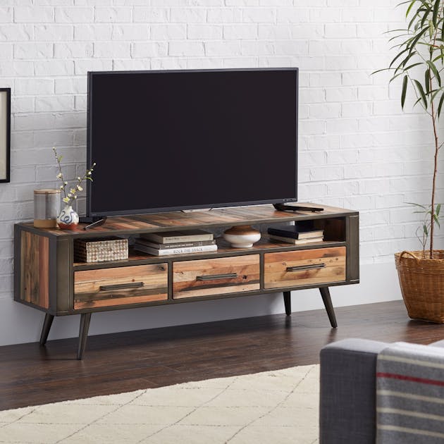 meuble tele en bois brut