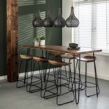 Table haute bois d'acacia massif métal 180 cm MELBOURNE