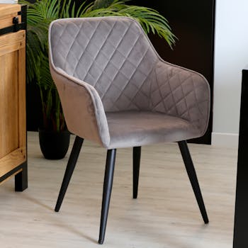 Fauteuil velours gris MALMOE