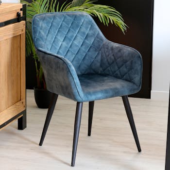 Fauteuil velours bleu pétrole MALMOE