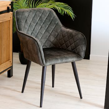 Fauteuil velours kaki MALMOE