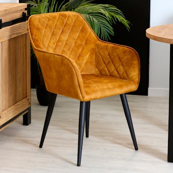 Fauteuil velours moutarde MALMOE
