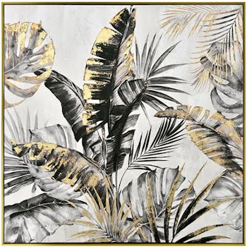 Tableau jungle noir or, cadre doré 80x80