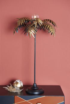 Lampe de chevet à pile palmier or