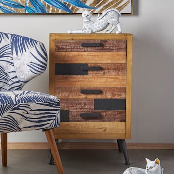 Meuble chiffonnier bois de sapin brut MALANG