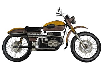 Décoration murale en métal moto jaune