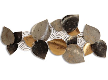 Décoration murale en métal feuillage mordoré or