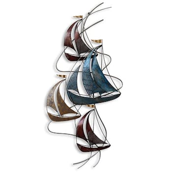 Décoration murale en métal régate bleu vertical