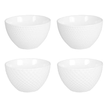 Coffret de 4 coupelles blanches motif relief