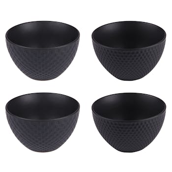 Coffret de 4 coupelles noires motif relief