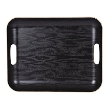 Plateau rectangle noir à poignées