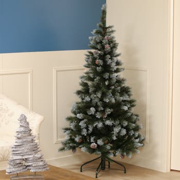 Sapin de Noël artificiel H 155 cm avec pommes de pin