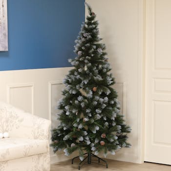 Sapin de Noël artificiel H 185 cm avec pommes de pin