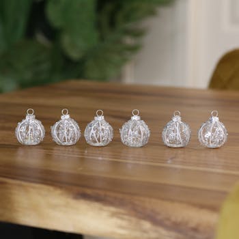 Boite de 6 boules porte-carte argentées