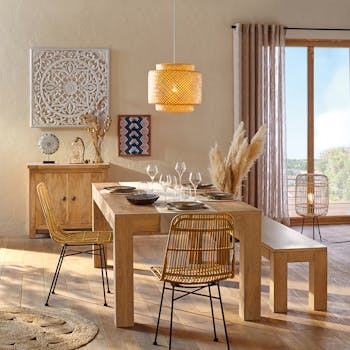 Table à manger rectangulaire bois de manguier 200 cm MYSORE