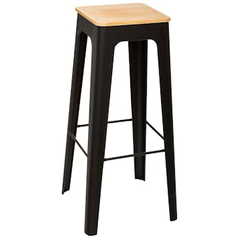 Tabouret de bar métal noir (lot de 2)