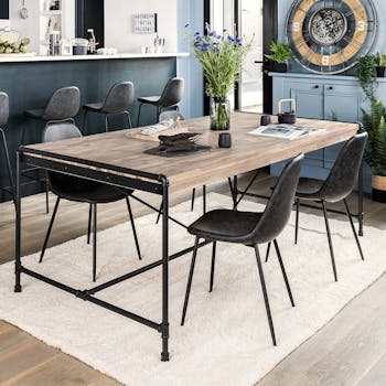 Table à manger industrielle bois d'acacia métal 200 cm PATTAYA