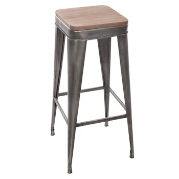 Tabouret de bar industriel couleur gris (lot de 2)