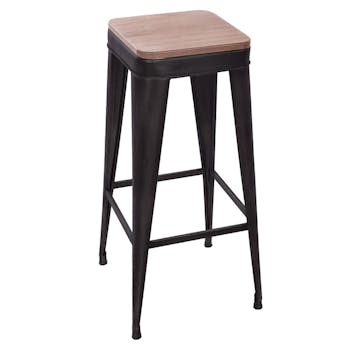 Tabouret de bar industriel couleur noir (lot de 2)