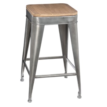 Tabouret industriel couleur gris (lot de 2)