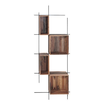 Etagère murale bois recyclé de bateau métal DUMAI