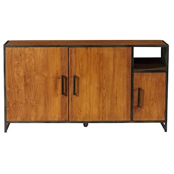 Buffet bas bois de teck recyclé métal OSHAWA
