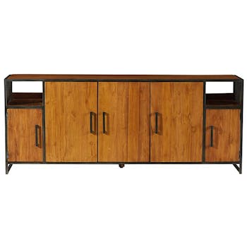 Buffet bas bois de teck recyclé métal 220 cm OSHAWA