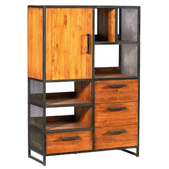 Buffet haut bois de teck recyclé métal OSHAWA