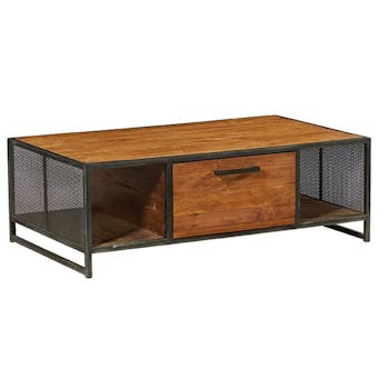 Table basse bois de teck recyclé métal OSHAWA