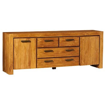 Meuble enfilade teck massif brossé 210 cm RIO