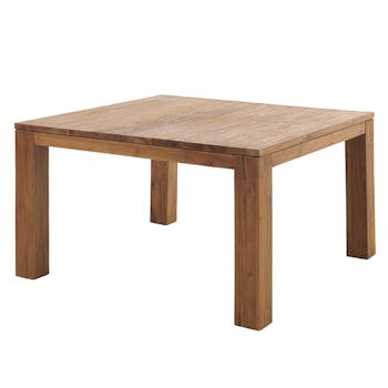 Table à manger carrée teck massif brossé 140 cm RIO