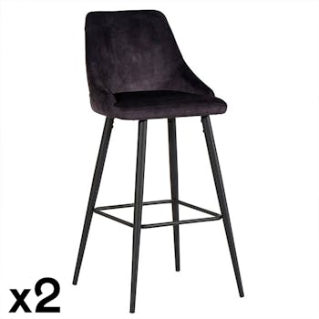 Chaise de bar velours gris anthracite (lot de 2) MALMOE