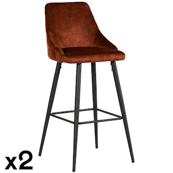 Chaise de bar velours havane (lot de 2) MALMOE