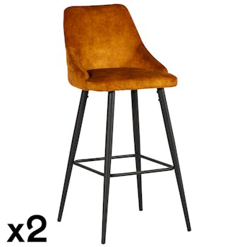 Chaise de bar velours ocre (lot de 2) MALMOE