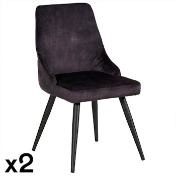 Chaise en velours gris anthracite (lot de 2) MALMOE
