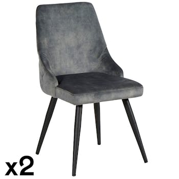 Chaise en velours gris (lot de 2) MALMOE