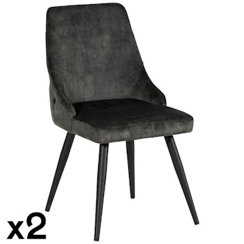 Chaise en velours vert kaki (lot de 2) MALMOE