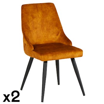 Chaise en velours ocre (lot de 2) MALMOE