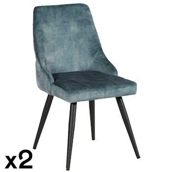 Chaise en velours bleu pétrole (lot de 2) MALMOE