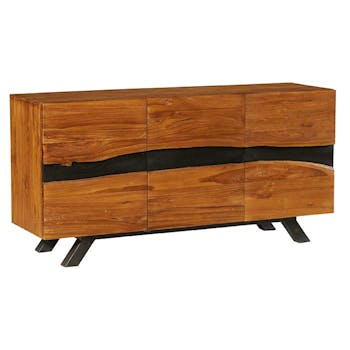 Buffet moderne bois recyclé teck laque noire BARBADE