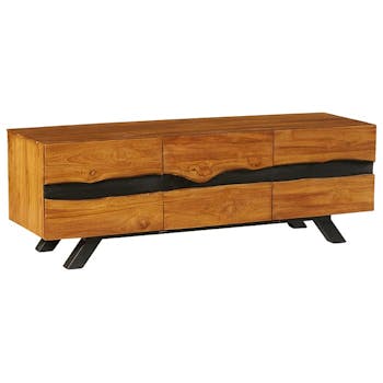 Meuble tv bois recyclé teck laque noire BARBADE