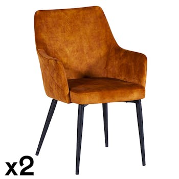 Fauteuil de table velours ocre (lot de 2) MALMOE