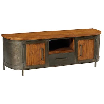 Meuble tv bois de teck métal ajouré CHICAGO