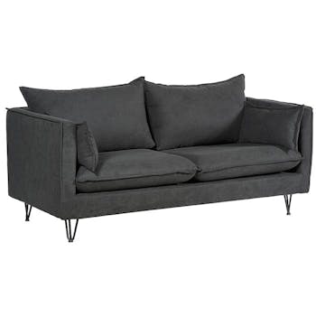 Canapé gris anthracite toucher extra doux VARSOVIE
