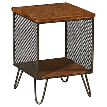 Table d'appoint bois recyclé de teck métal vieilli BALTIMORE