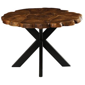 Table pied central ronde teck massif recyclé 120 cm BALTIMORE